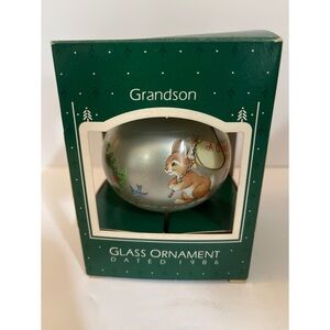 Vintage Hallmark Grandson 1986 Glass Ornament